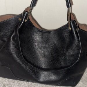 Elegant Black Leather Tote Bag